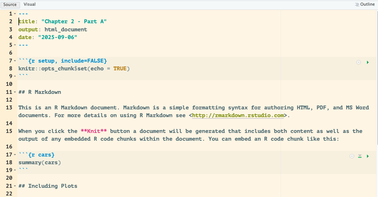 R Markdown of Chapter 2 - Part A.