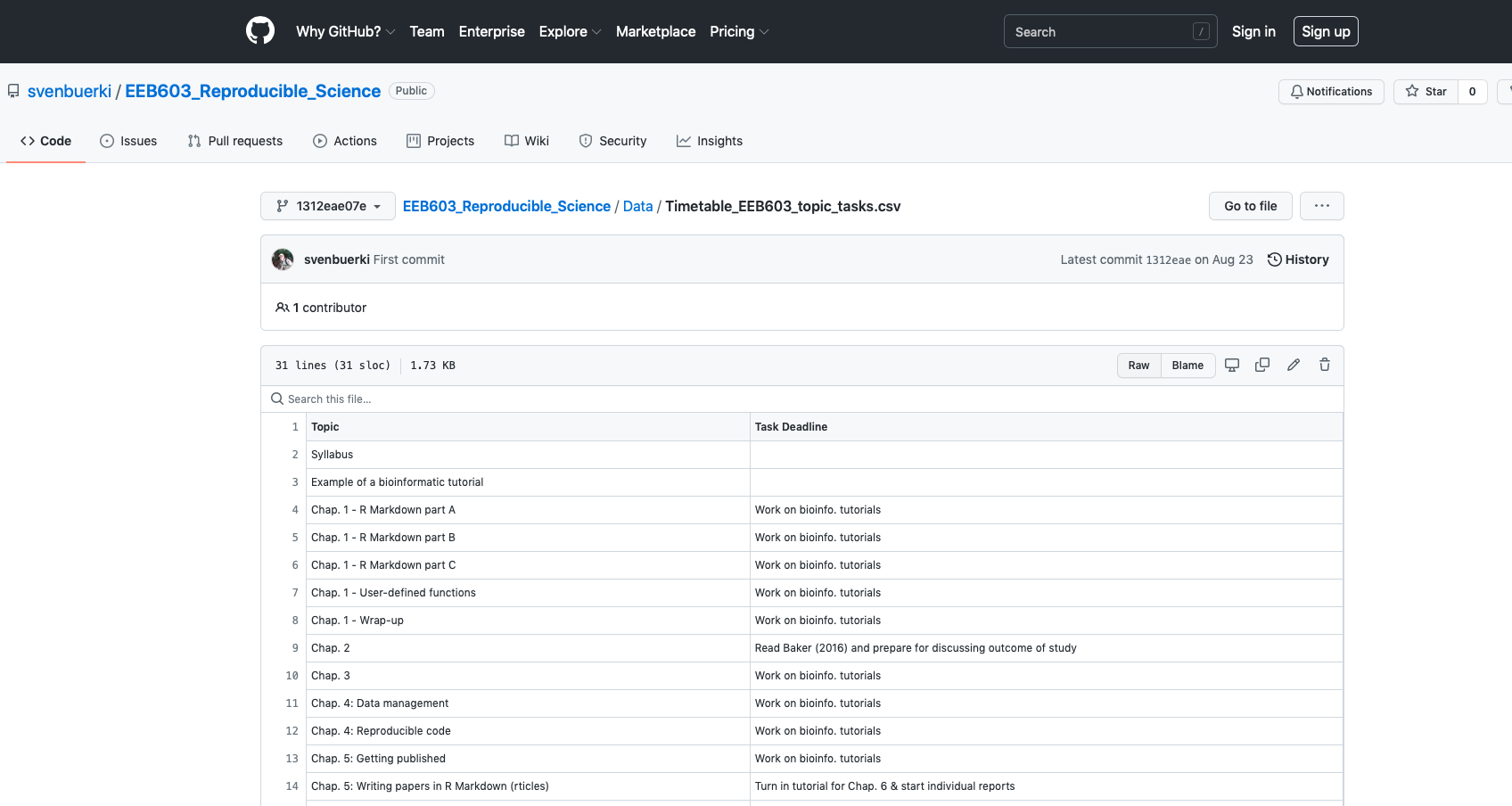 Location of Timetable_EEB603_topic_tasks.csv on the EEB603_Reproducible_Science GitHub repository.