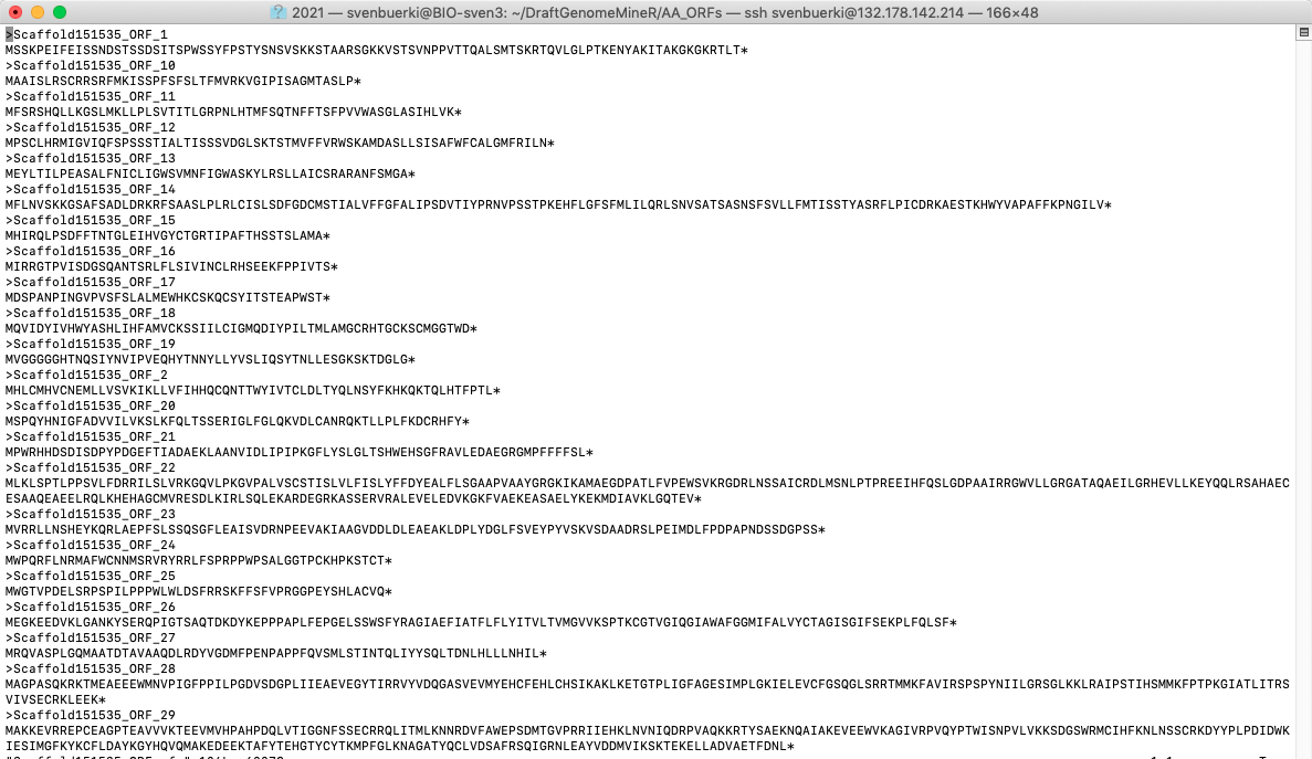 FASTA file containing all AA sequences for ORFs inferred along scaffold. See module 2 for more details.