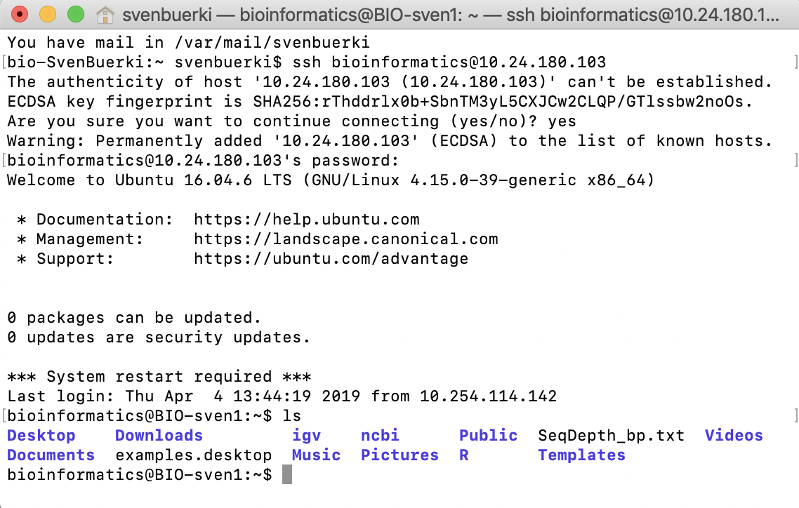 Screenshot of Terminal showing commands to remotely access computer of group 3.